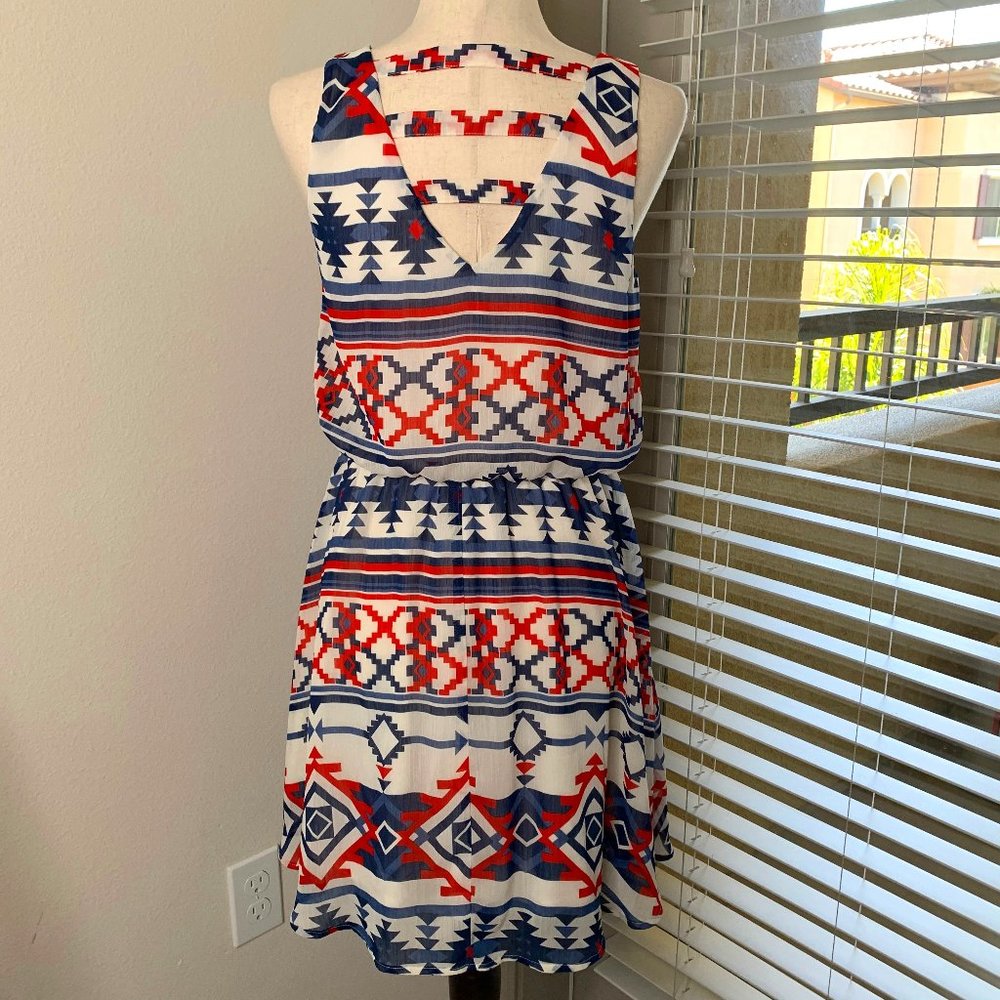 Xhilaration Patriotic Aztec Southwestern Dress